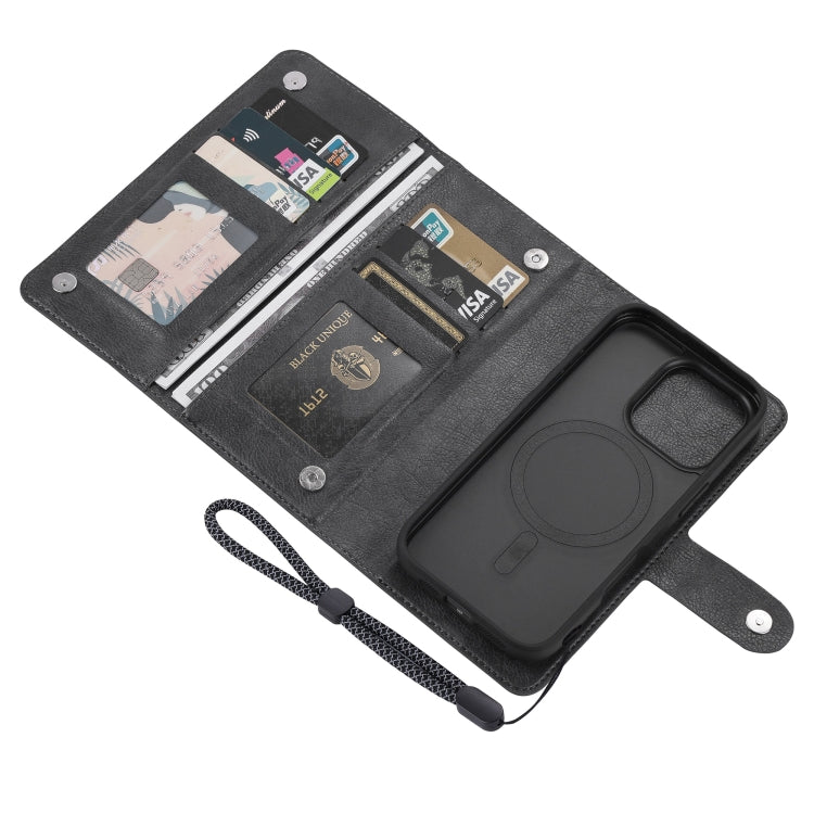 For iPhone 16 Pro ViLi GVA Series MagSafe Magnetic RFID Leather Phone Case(Black)