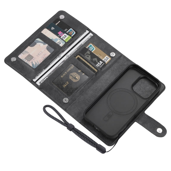 For iPhone 16 Pro ViLi GVA Series MagSafe Magnetic RFID Leather Phone Case(Black)