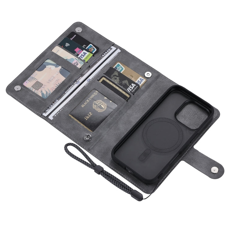 For iPhone 16 Pro ViLi GVA Series MagSafe Magnetic RFID Leather Phone Case(Grey)