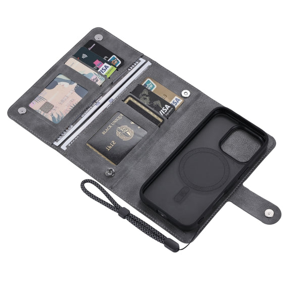 For iPhone 16 Pro ViLi GVA Series MagSafe Magnetic RFID Leather Phone Case(Grey)