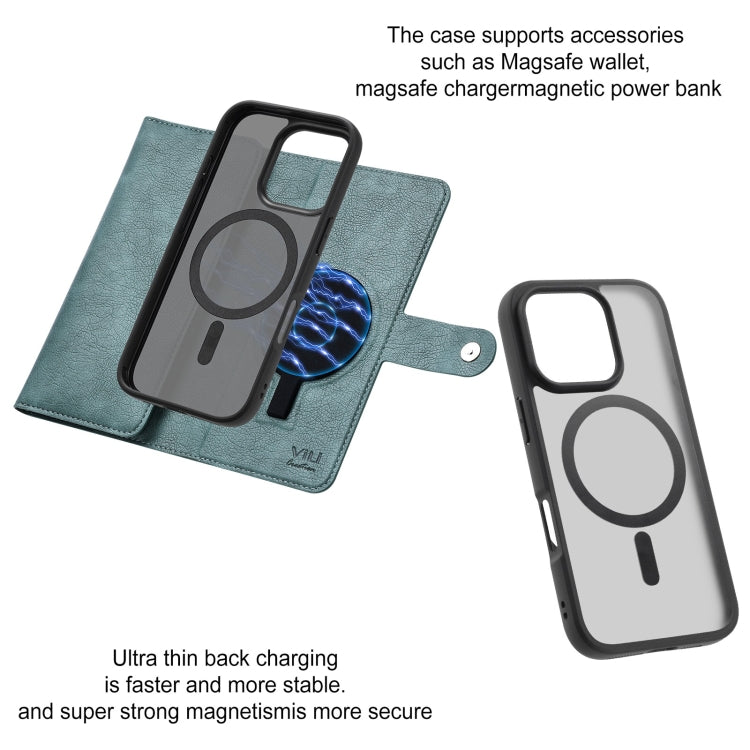 For iPhone 16 Pro ViLi GVA Series MagSafe Magnetic RFID Leather Phone Case(Green)