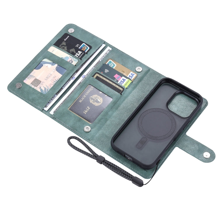 For iPhone 16 Pro ViLi GVA Series MagSafe Magnetic RFID Leather Phone Case(Green)