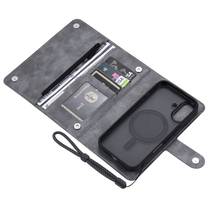 For iPhone 16 ViLi GVS Series MagSafe Magnetic RFID Leather Phone Case(Grey)