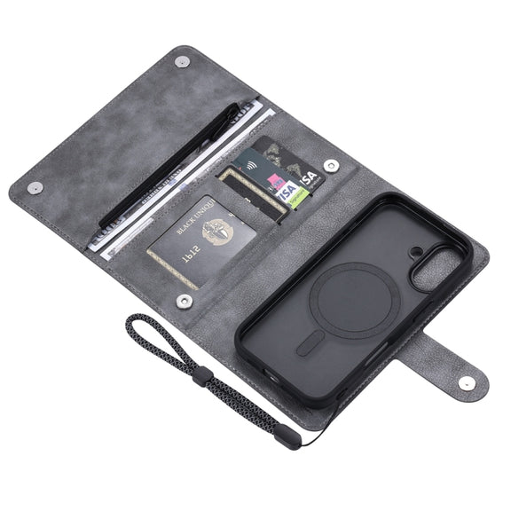 For iPhone 16 ViLi GVS Series MagSafe Magnetic RFID Leather Phone Case(Grey)