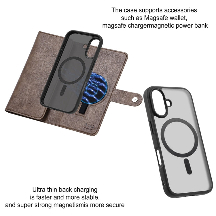 For iPhone 16 ViLi GVS Series MagSafe Magnetic RFID Leather Phone Case(Coffee)
