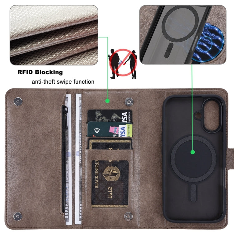 For iPhone 16 ViLi GVS Series MagSafe Magnetic RFID Leather Phone Case(Coffee)