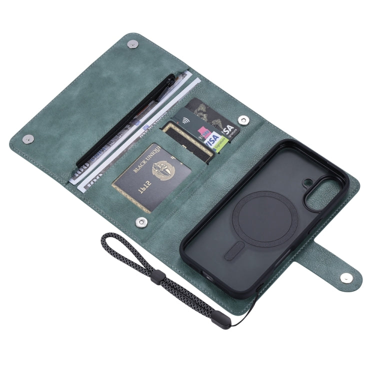 For iPhone 16 ViLi GVS Series MagSafe Magnetic RFID Leather Phone Case(Green)