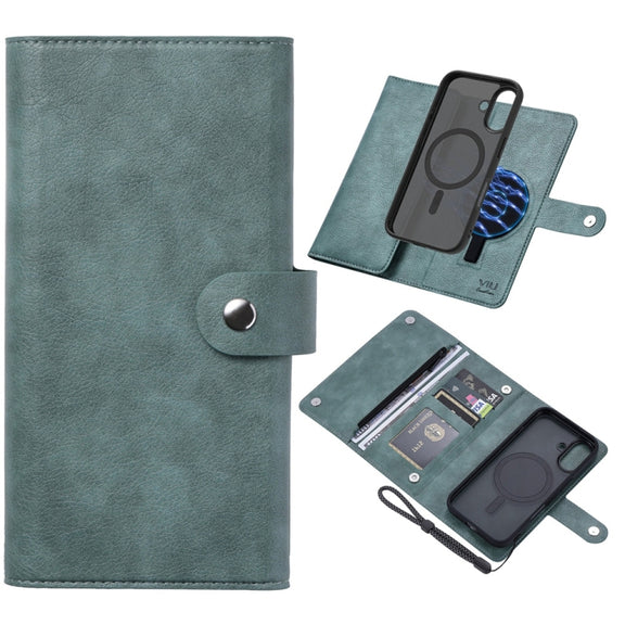 For iPhone 16 ViLi GVS Series MagSafe Magnetic RFID Leather Phone Case(Green)