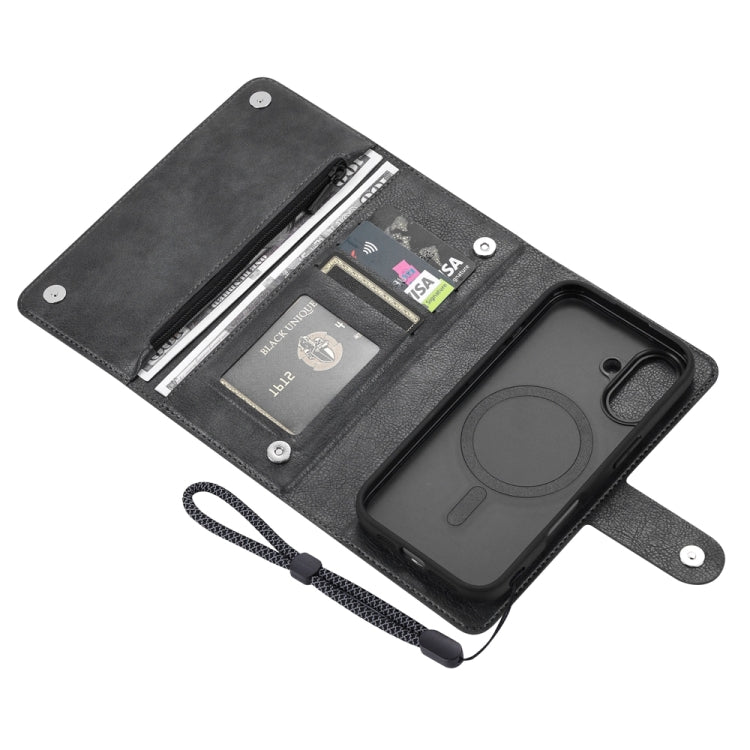 For iPhone 16 Plus ViLi GVS Series MagSafe Magnetic RFID Leather Phone Case(Black)