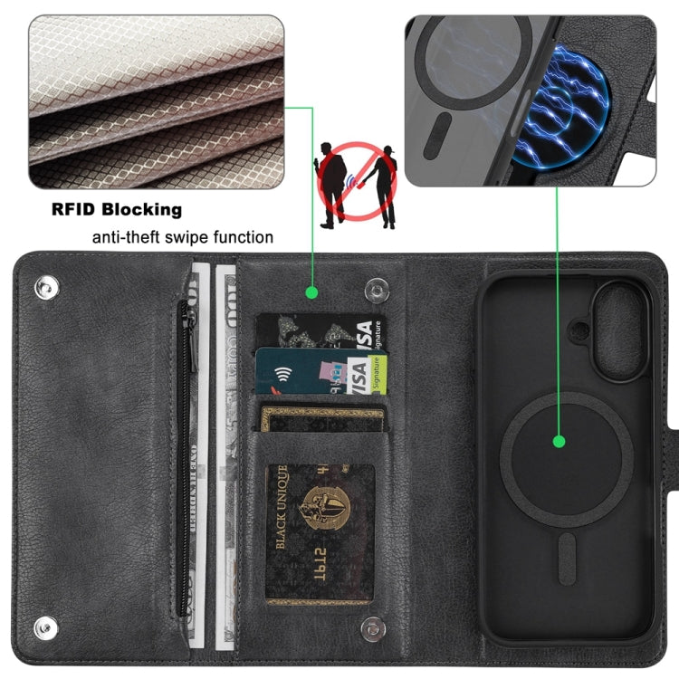 For iPhone 16 Plus ViLi GVS Series MagSafe Magnetic RFID Leather Phone Case(Black)