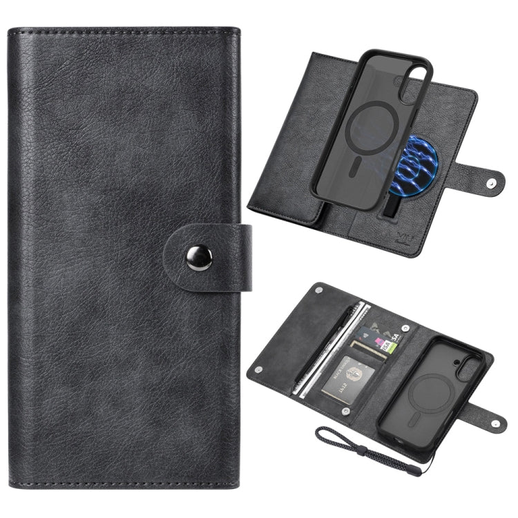 For iPhone 16 Plus ViLi GVS Series MagSafe Magnetic RFID Leather Phone Case(Black)