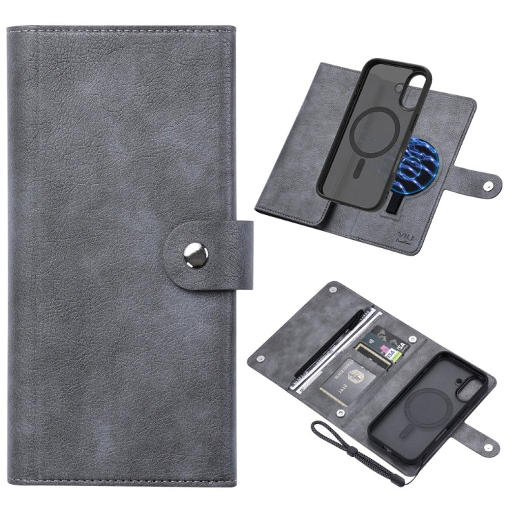 For iPhone 16 Plus ViLi GVS Series MagSafe Magnetic RFID Leather Phone Case(Grey)