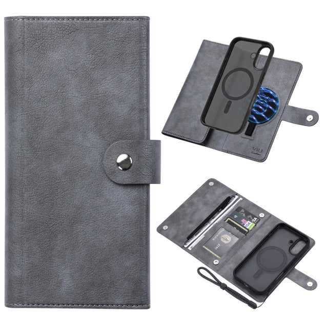 For iPhone 16 Plus ViLi GVS Series MagSafe Magnetic RFID Leather Phone Case(Grey)