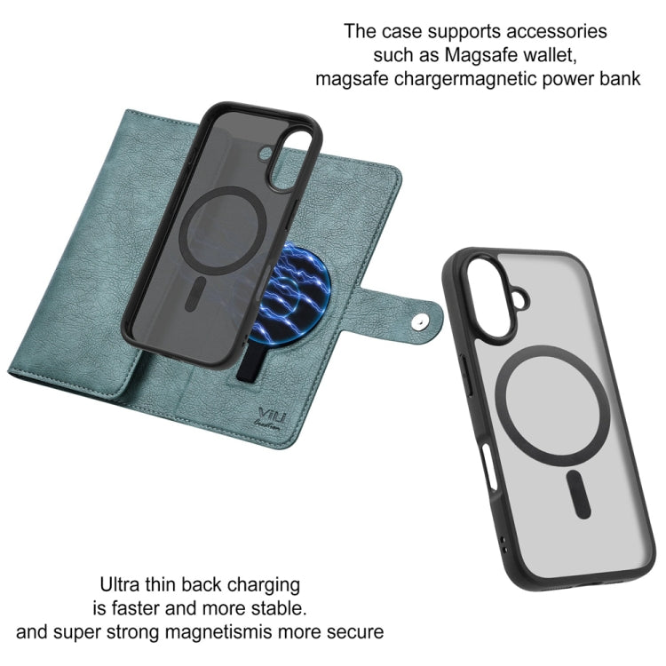 For iPhone 16 Plus ViLi GVS Series MagSafe Magnetic RFID Leather Phone Case(Green)
