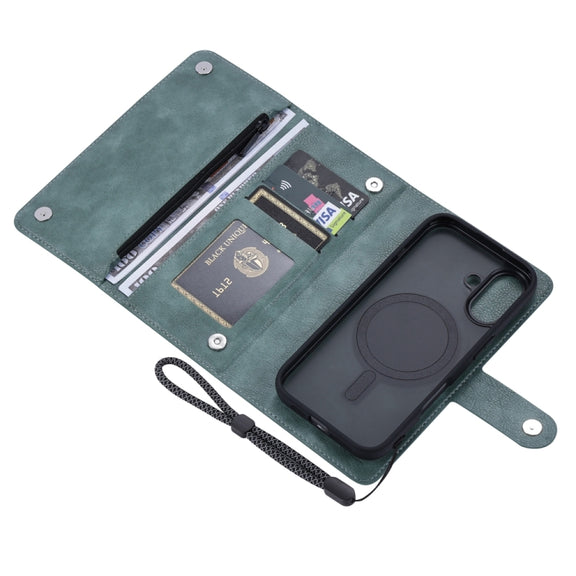 For iPhone 16 Plus ViLi GVS Series MagSafe Magnetic RFID Leather Phone Case(Green)