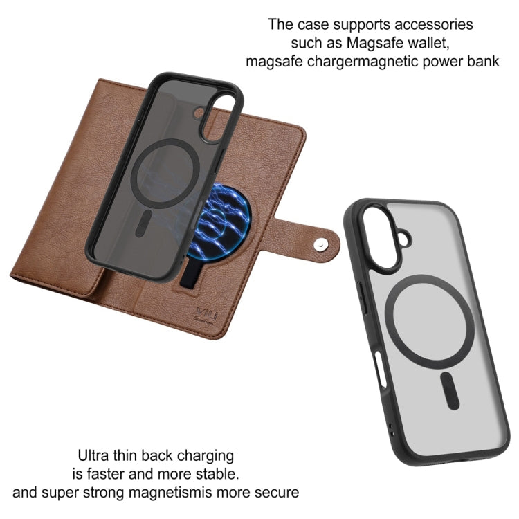 For iPhone 16 Plus ViLi GVS Series MagSafe Magnetic RFID Leather Phone Case(Brown)
