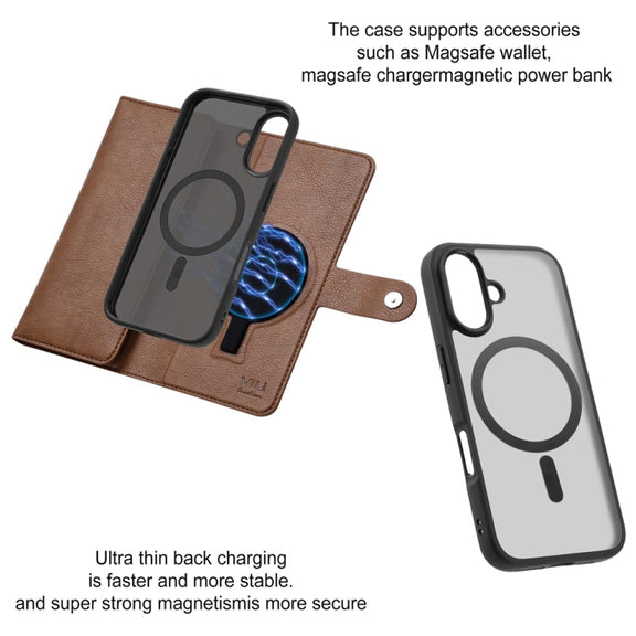 For iPhone 16 Plus ViLi GVS Series MagSafe Magnetic RFID Leather Phone Case(Brown)