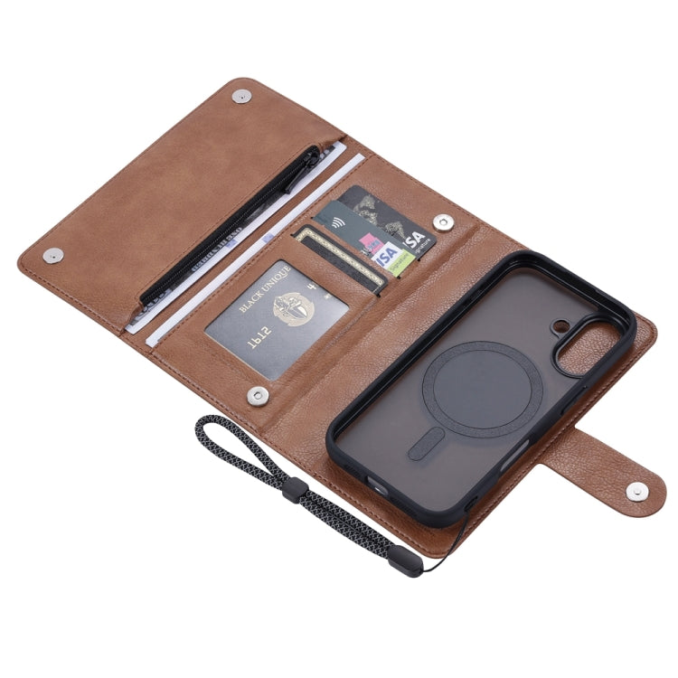 For iPhone 16 Plus ViLi GVS Series MagSafe Magnetic RFID Leather Phone Case(Brown)