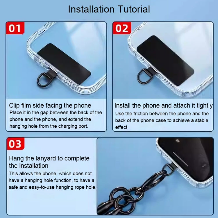 Rectangle Metal Mobile Phone Lanyard Fixing Gasket(Black)