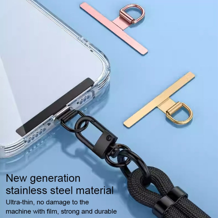 T-shape Metal Mobile Phone Lanyard Fixing Gasket(Black)