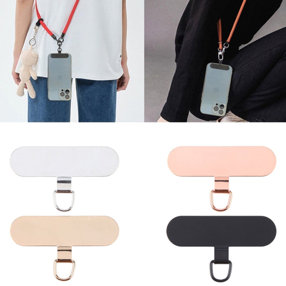Oval Metal Mobile Phone Lanyard Fixing Gasket(Black)