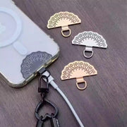 Fan-shaped Metal Mobile Phone Lanyard Fixing Gasket(Black)