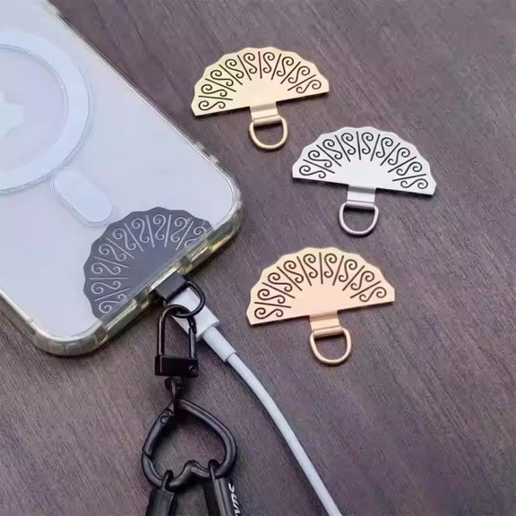 Fan-shaped Metal Mobile Phone Lanyard Fixing Gasket(Black)