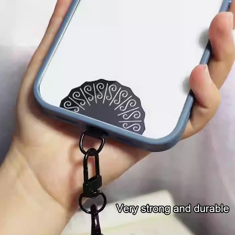 Fan-shaped Metal Mobile Phone Lanyard Fixing Gasket(Black)