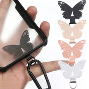 Butterfly Metal Mobile Phone Lanyard Fixing Gasket(Black)