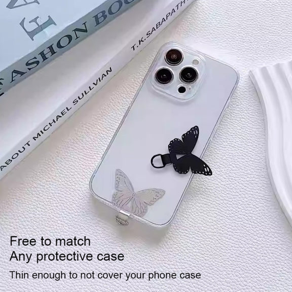 Butterfly Metal Mobile Phone Lanyard Fixing Gasket(Black)