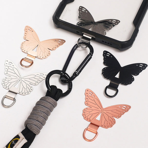 Butterfly Metal Mobile Phone Lanyard Fixing Gasket(Black)