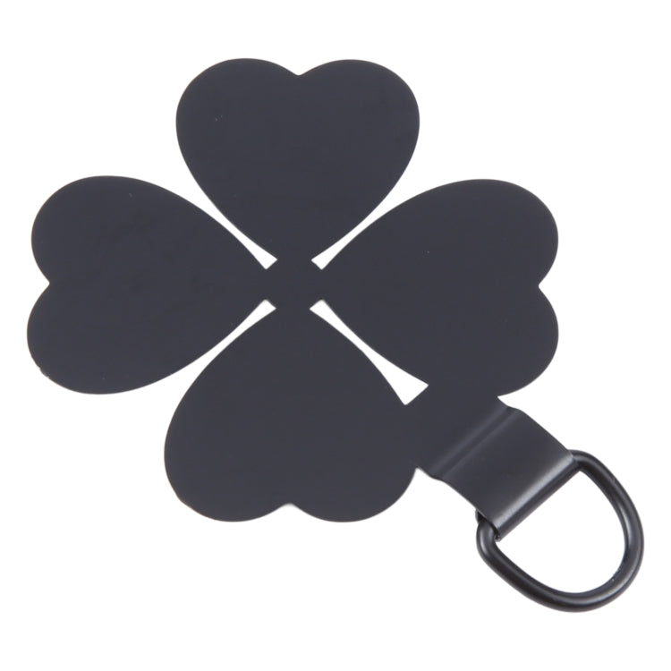 Four-leaf Metal Mobile Phone Lanyard Fixing Gasket(Black)