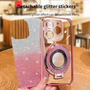 For Tecno Spark Go 2024 Plated Gradient Glitter Round Holder TPU Phone Case(Silver)