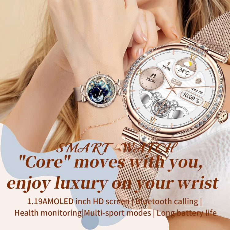 NX17 Pro 1.19 inch AMOLED Screen Silicone Strap Smart Watch, Support Wellness Tracking / Bluetooth Call(Gold)