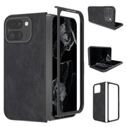 For Google Pixel 9 Pro Fold Black Frame PU Leather Full Coverage Phone Case(Black)