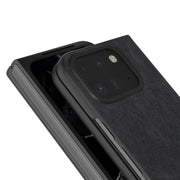 For Google Pixel 9 Pro Fold Black Frame PU Leather Full Coverage Phone Case(Black)