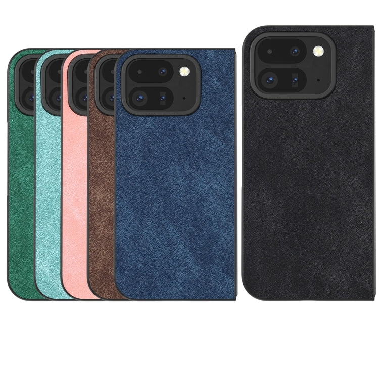 For Google Pixel 9 Pro Fold Black Frame PU Leather Full Coverage Phone Case(Black)