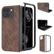 For Google Pixel 9 Pro Fold Black Frame PU Leather Full Coverage Phone Case(Coffee) - Google Cases by PMC TechLife | Online Shopping South Africa | PMC TechLife | Buy Now Pay Later Mobicred