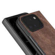 For Google Pixel 9 Pro Fold Black Frame PU Leather Full Coverage Phone Case(Coffee)