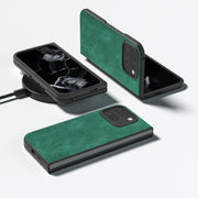 For Google Pixel 9 Pro Fold Black Frame PU Leather Full Coverage Phone Case(Green)