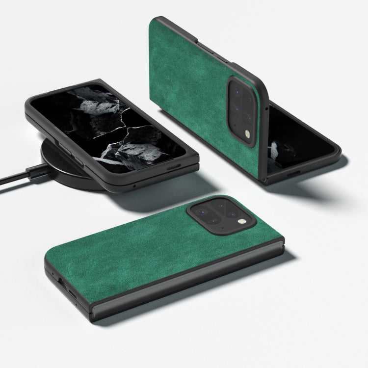For Google Pixel 9 Pro Fold Black Frame PU Leather Full Coverage Phone Case(Green)