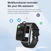 B7 Pro 1.5 inch 2 in 1 Bluetooth Earphone Silicone Strap Smart Watch, Support Heart Rate / Sleep Monitoring(Black)
