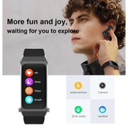 B7 Pro 1.5 inch 2 in 1 Bluetooth Earphone Silicone Strap Smart Watch, Support Heart Rate / Sleep Monitoring(Black)