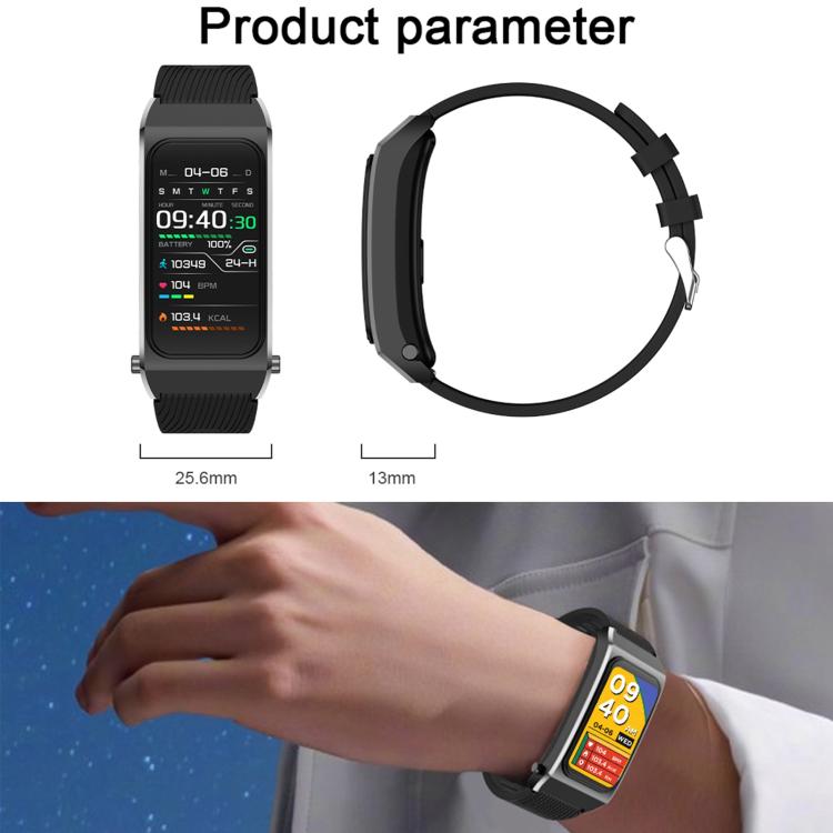 B7 Pro 1.5 inch 2 in 1 Bluetooth Earphone Silicone Strap Smart Watch, Support Heart Rate / Sleep Monitoring(Black)
