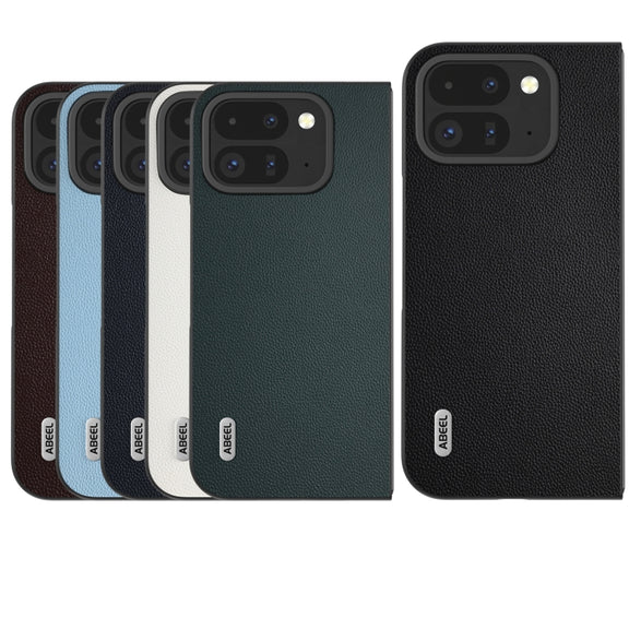 For Google Pixel 9 Pro Fold ABEEL Genuine Leather Elegant Black Edge Phone Case(Black)