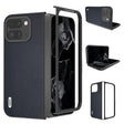 For Google Pixel 9 Pro Fold ABEEL Genuine Leather Elegant Black Edge Phone Case(Blue) - Google Cases by PMC TechLife | Online Shopping South Africa | PMC TechLife | Buy Now Pay Later Mobicred
