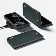 For Google Pixel 9 Pro Fold ABEEL Genuine Leather Elegant Black Edge Phone Case(Green)