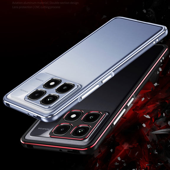 For Xiaomi Redmi K70 Ultra Aurora Series Lens Protector + Metal Frame Phone Case(Blue Silver)