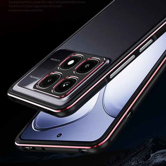 For Xiaomi Redmi K70 Ultra Aurora Series Lens Protector + Metal Frame Phone Case(Blue Silver)