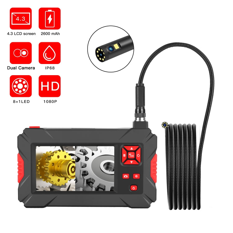 P30 8mm 1080P IP68 Water-resistant 4.3 inch Screen Dual Camera Digital Endoscope, Length:3m Snake Tube(Black)